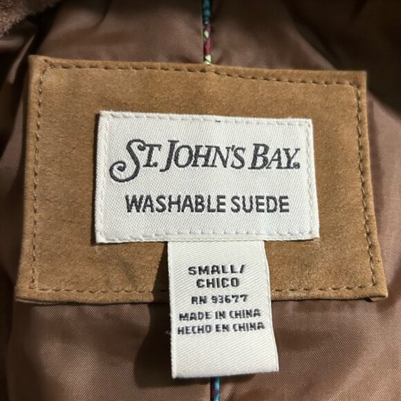 Vintage St Johns Bay Tan Washable Suede Boho Blazer Jacket~S~ - Picture 6 of 7